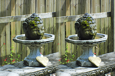 stereo pair of birdbath